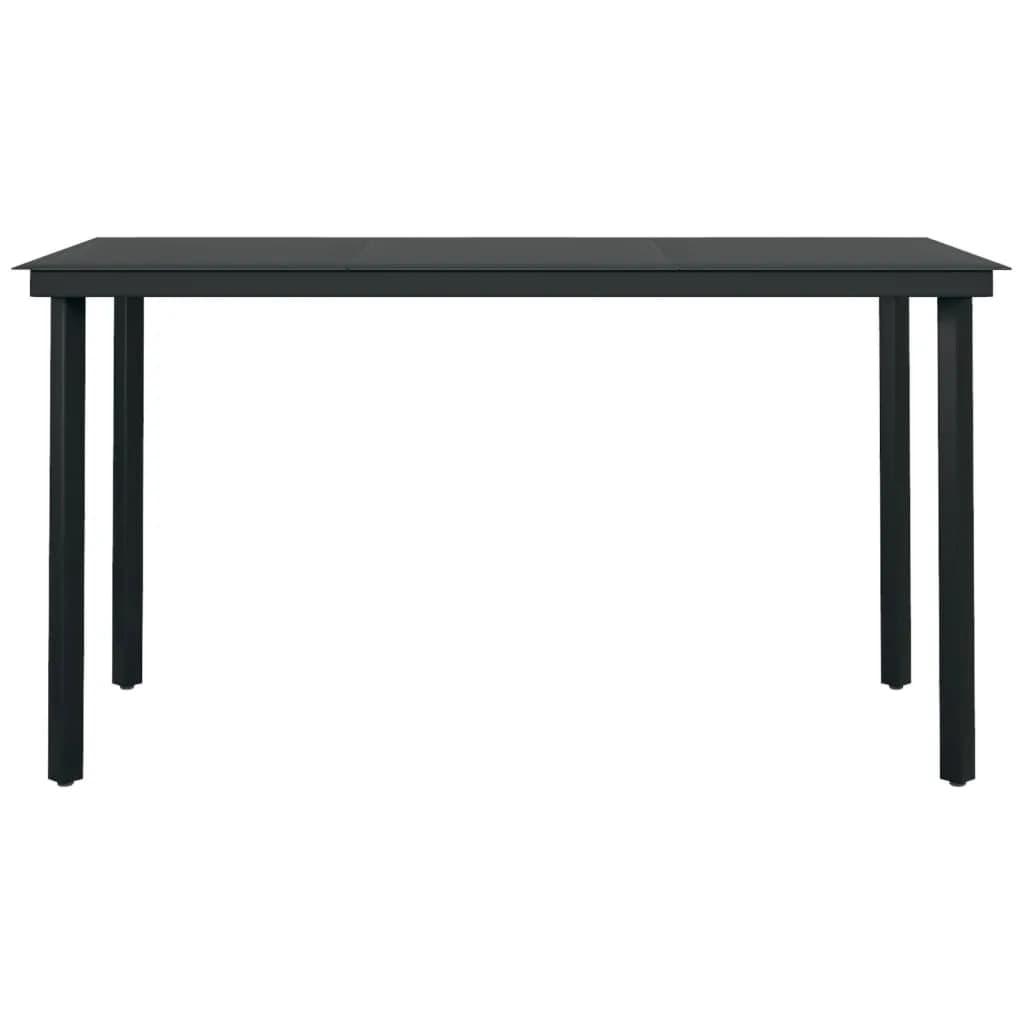 7 Piece Garden Dining Set with Cushions Black
