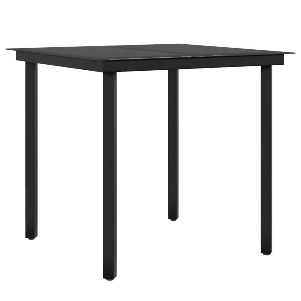 3 Piece Garden Dining Set with Cushions Black