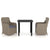 3 Piece Garden Dining Set with Cushions Brown