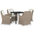 5 Piece Garden Dining Set Brown
