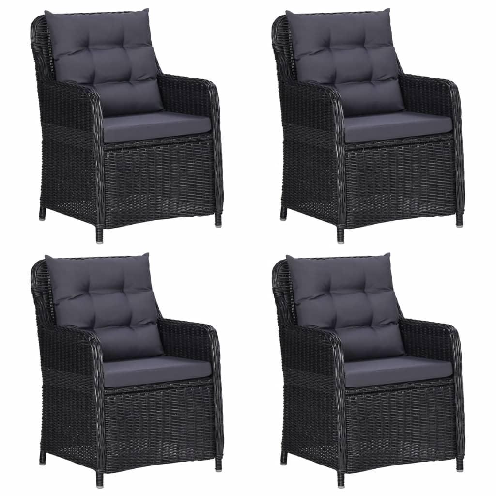 5 Piece Garden Dining Set Black