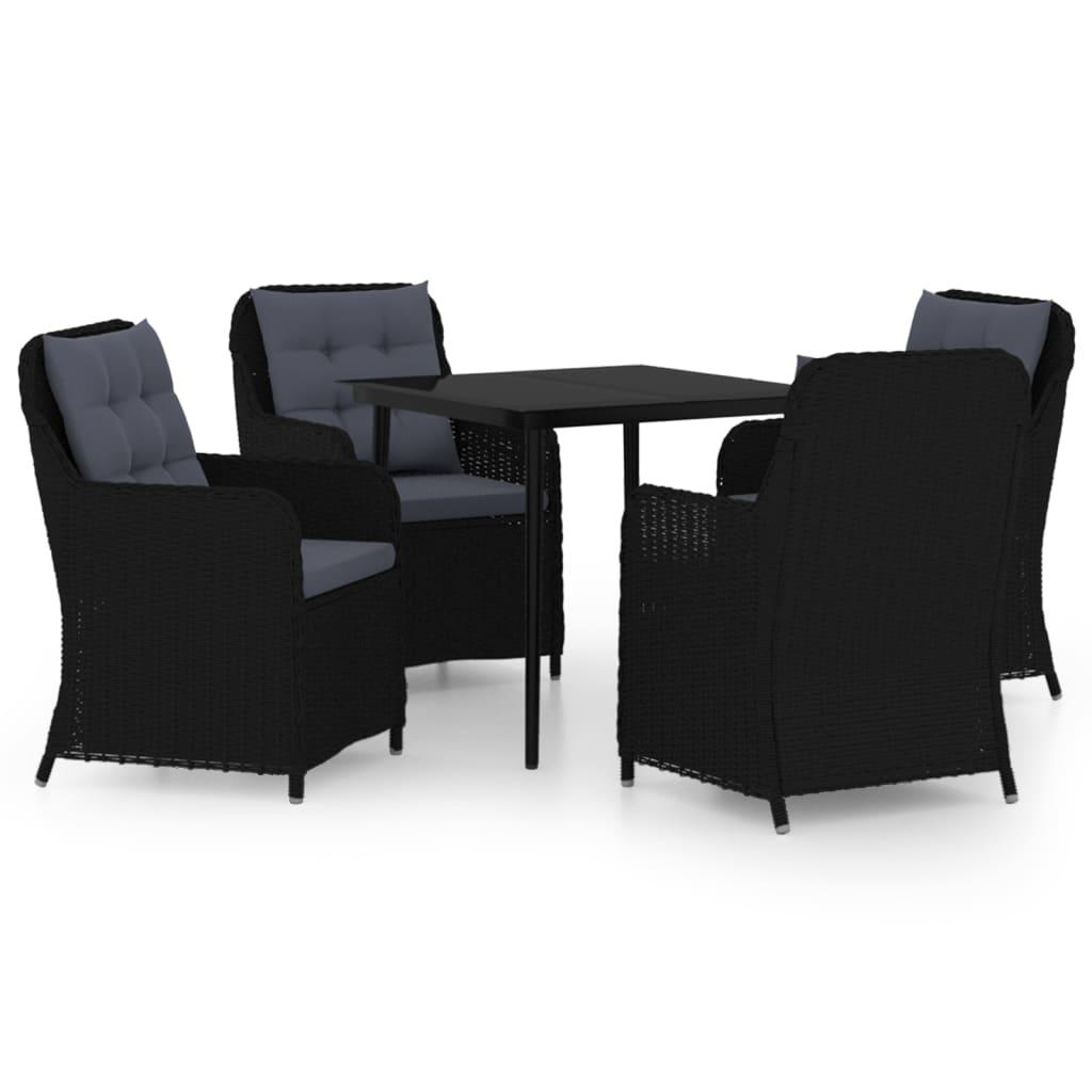 5 Piece Garden Dining Set Black
