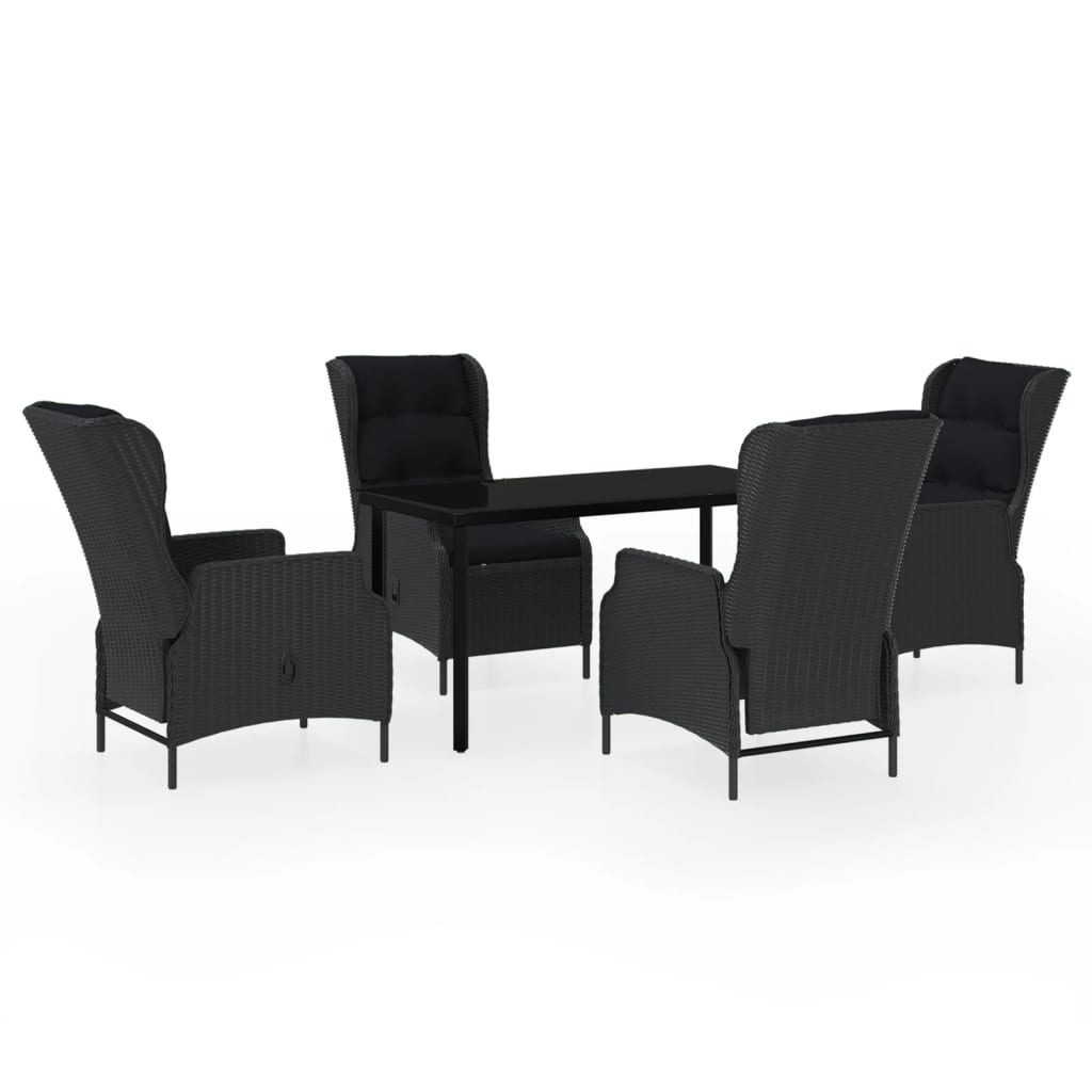 5 Piece Garden Dining Set Dark Grey