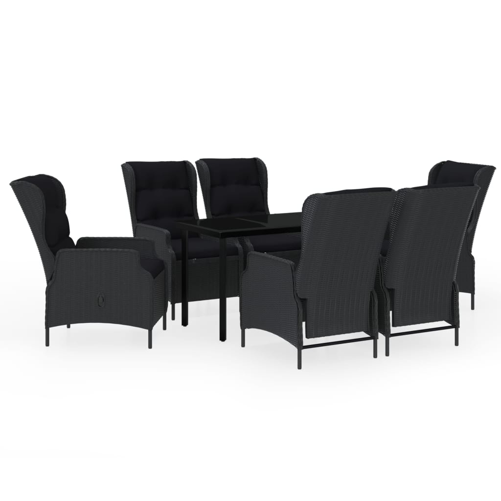 7 Piece Garden Dining Set Dark Grey