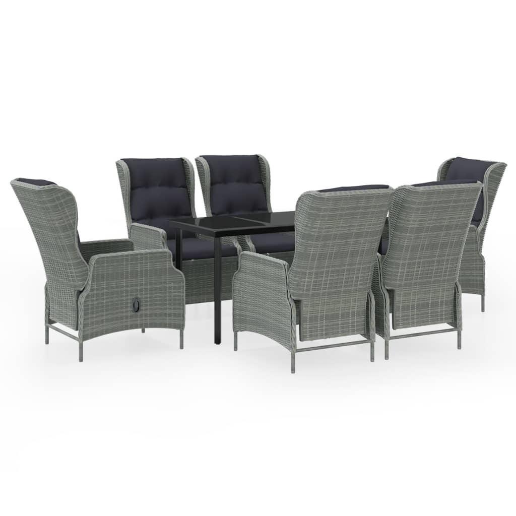 7 Piece Garden Dining Set Light Grey