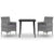 3 Piece Garden Dining Set with Cushions Poly Rattan and Glass