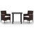 3 Piece Garden Dining Set with Cushions Poly Rattan and Glass