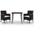 3 Piece Garden Dining Set with Cushions Poly Rattan and Glass