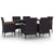 7 Piece Garden Dining Set with Cushions Poly Rattan and Glass