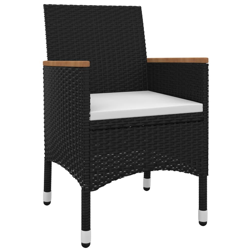 7 Piece Garden Dining Set with Cushions Poly Rattan and Glass