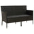 3-Seater Garden Sofa with Cushion Black Poly Rattan