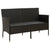 3-Seater Garden Sofa with Cushion Black Poly Rattan