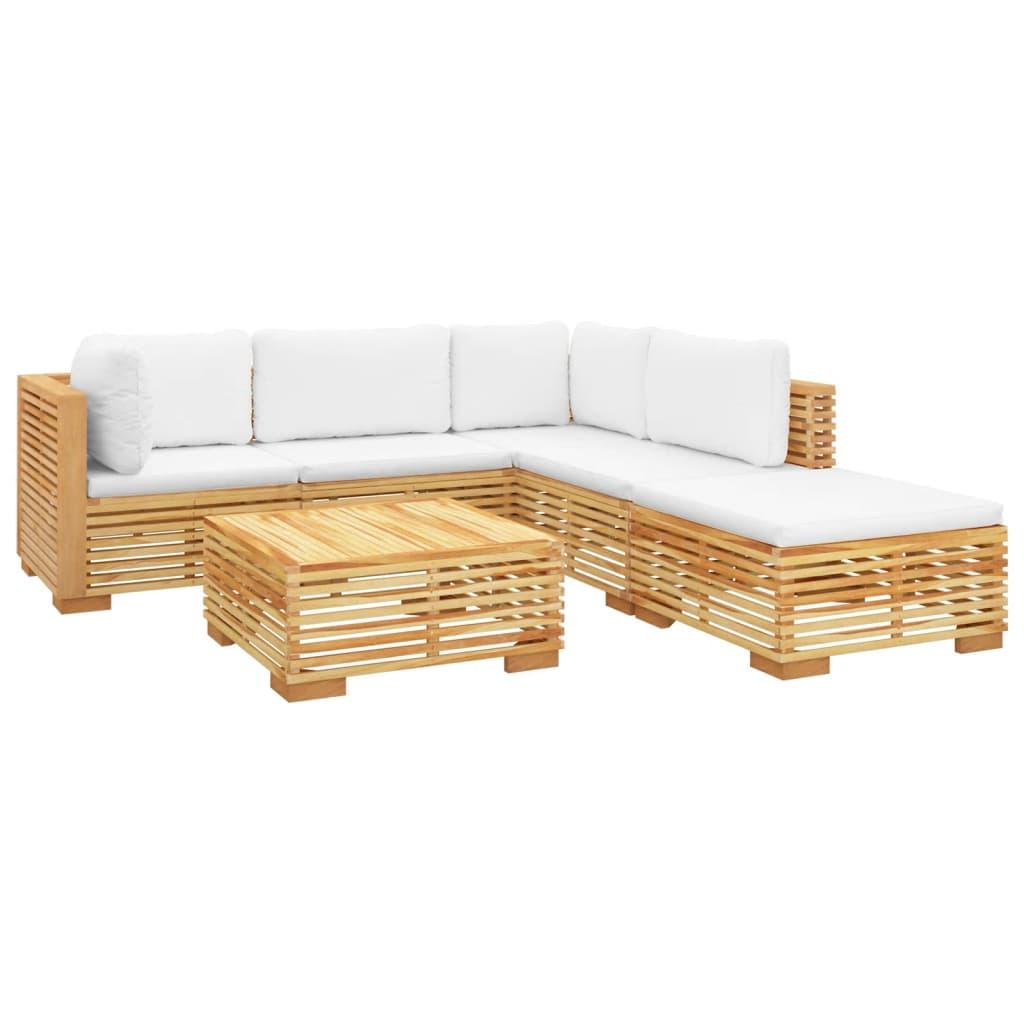 6 Piece Garden Lounge Set with Cushions Solid Wood Teak