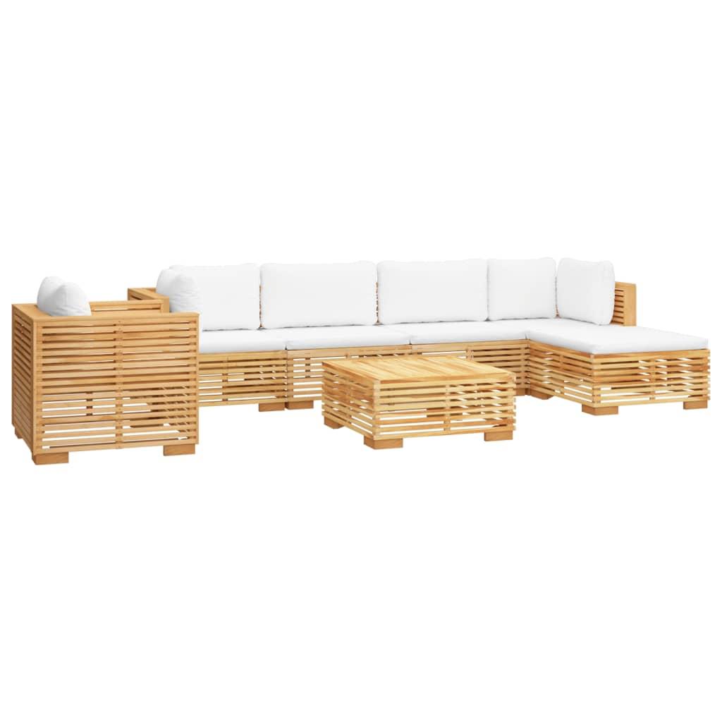 7 Piece Garden Lounge Set with Cushions Solid Wood Teak