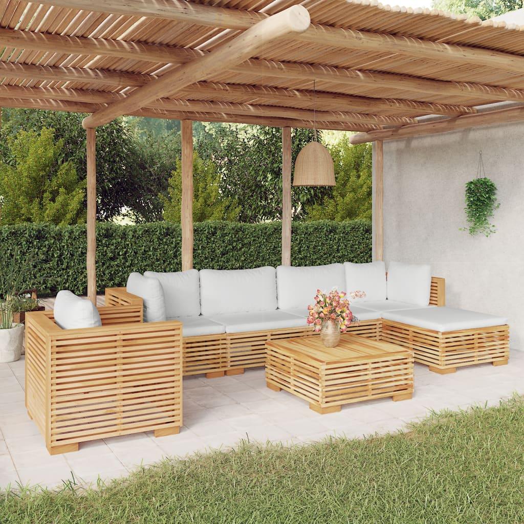 7 Piece Garden Lounge Set with Cushions Solid Wood Teak