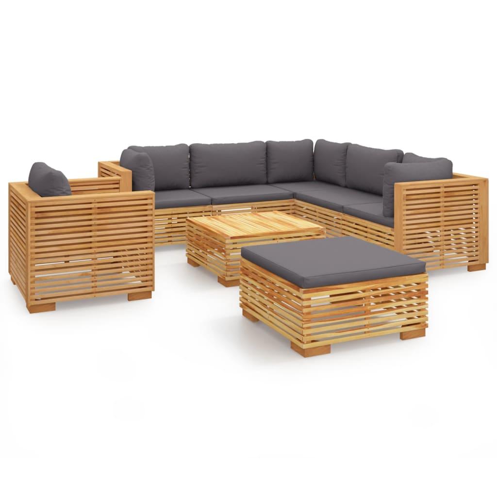 8 Piece Garden Lounge Set with Cushions Solid Teak Wood