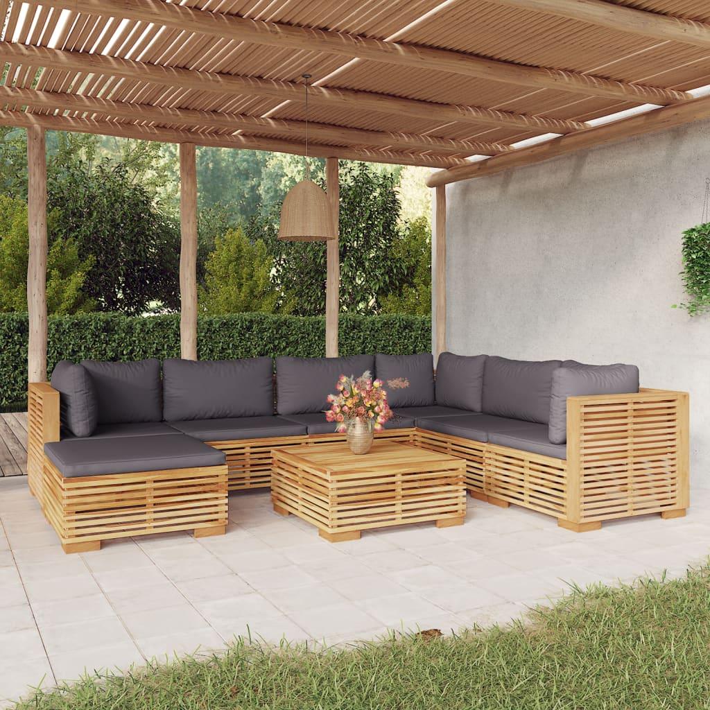 8 Piece Garden Lounge Set with Cushions Solid Teak Wood