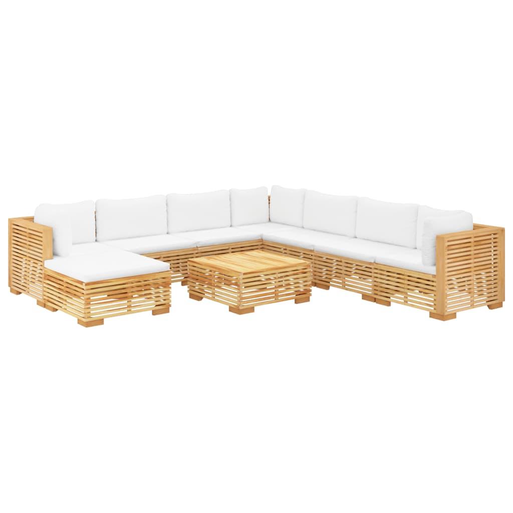 9 Piece Garden Lounge Set with Cushions Solid Teak Wood