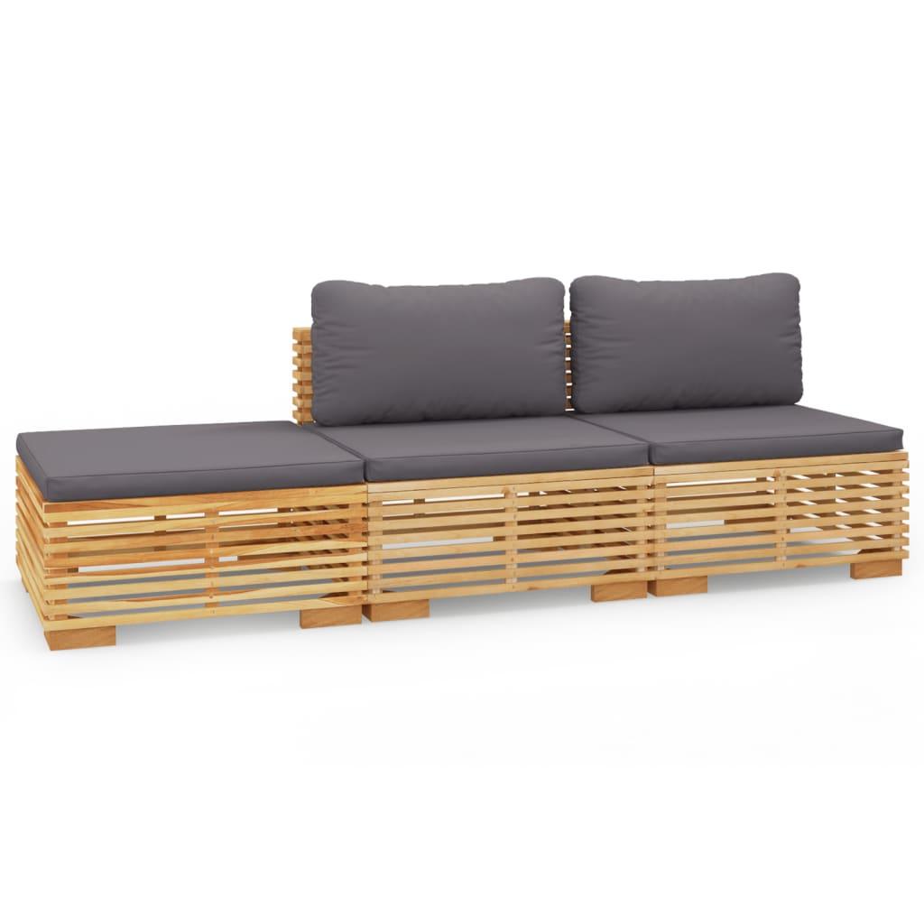 3 Piece Garden Lounge Set with Cushions Solid Wood Teak