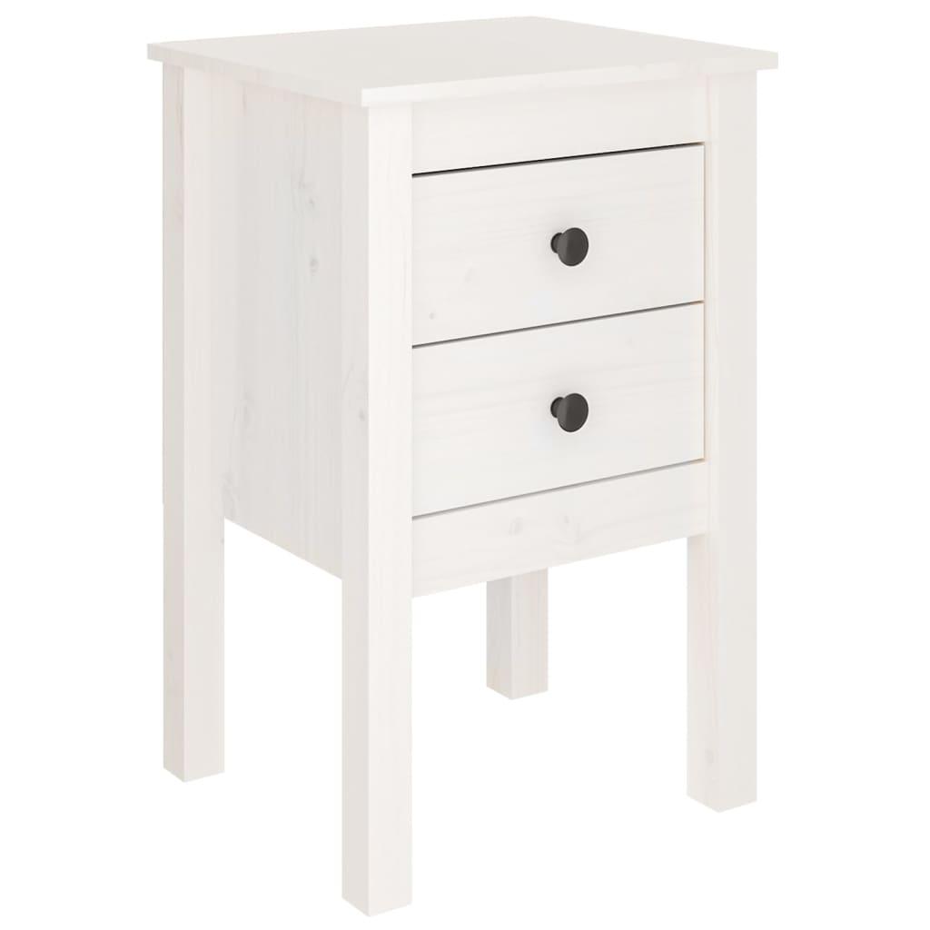 Bedside Cabinet White 40x35x61.5 cm Solid Wood Pine