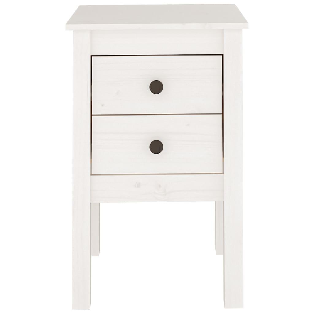 Bedside Cabinet White 40x35x61.5 cm Solid Wood Pine