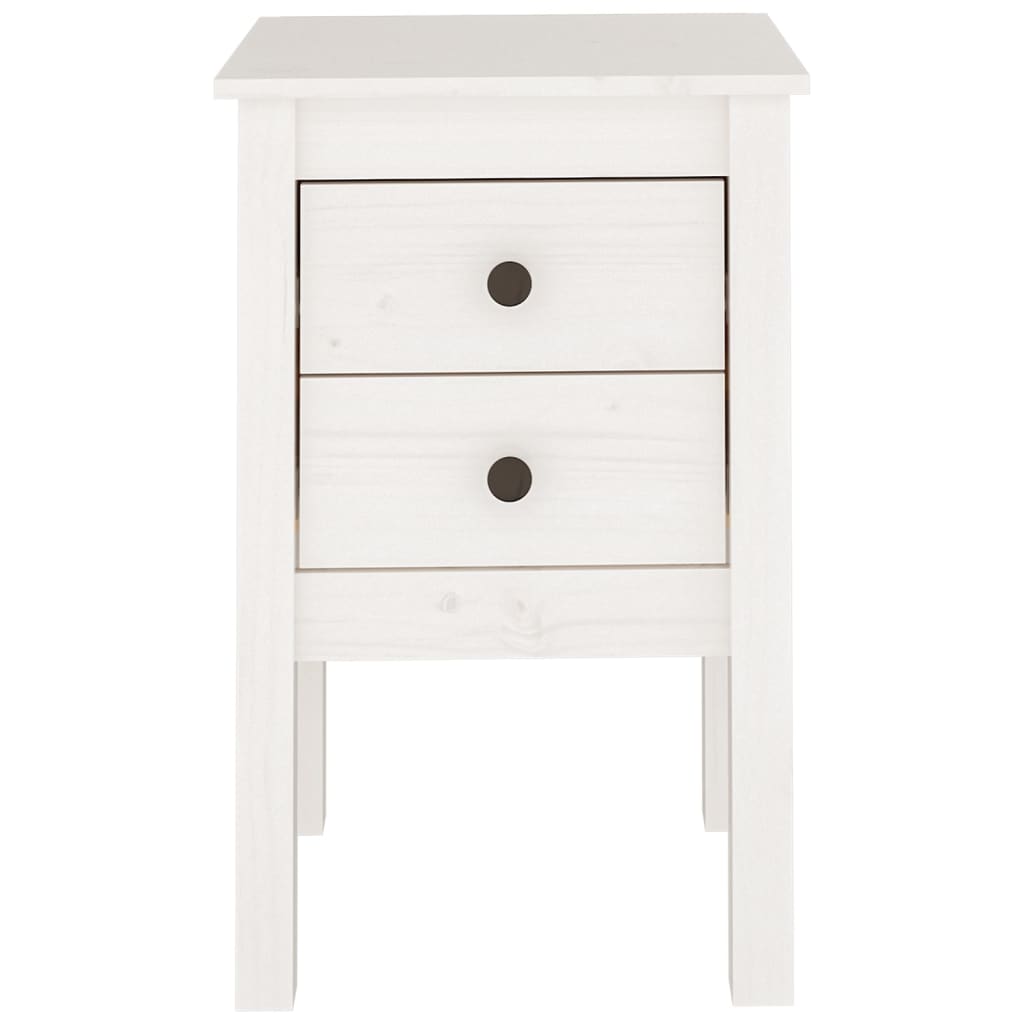 Bedside Cabinet White 40x35x61.5 cm Solid Wood Pine