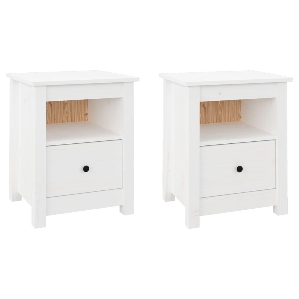 Bedside Cabinets 2 pcs White 40x35x49 cm Solid Wood Pine