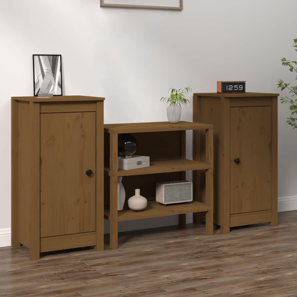 Sideboards 2 pcs Honey Brown 39x35x80 cm Solid Wood Pine