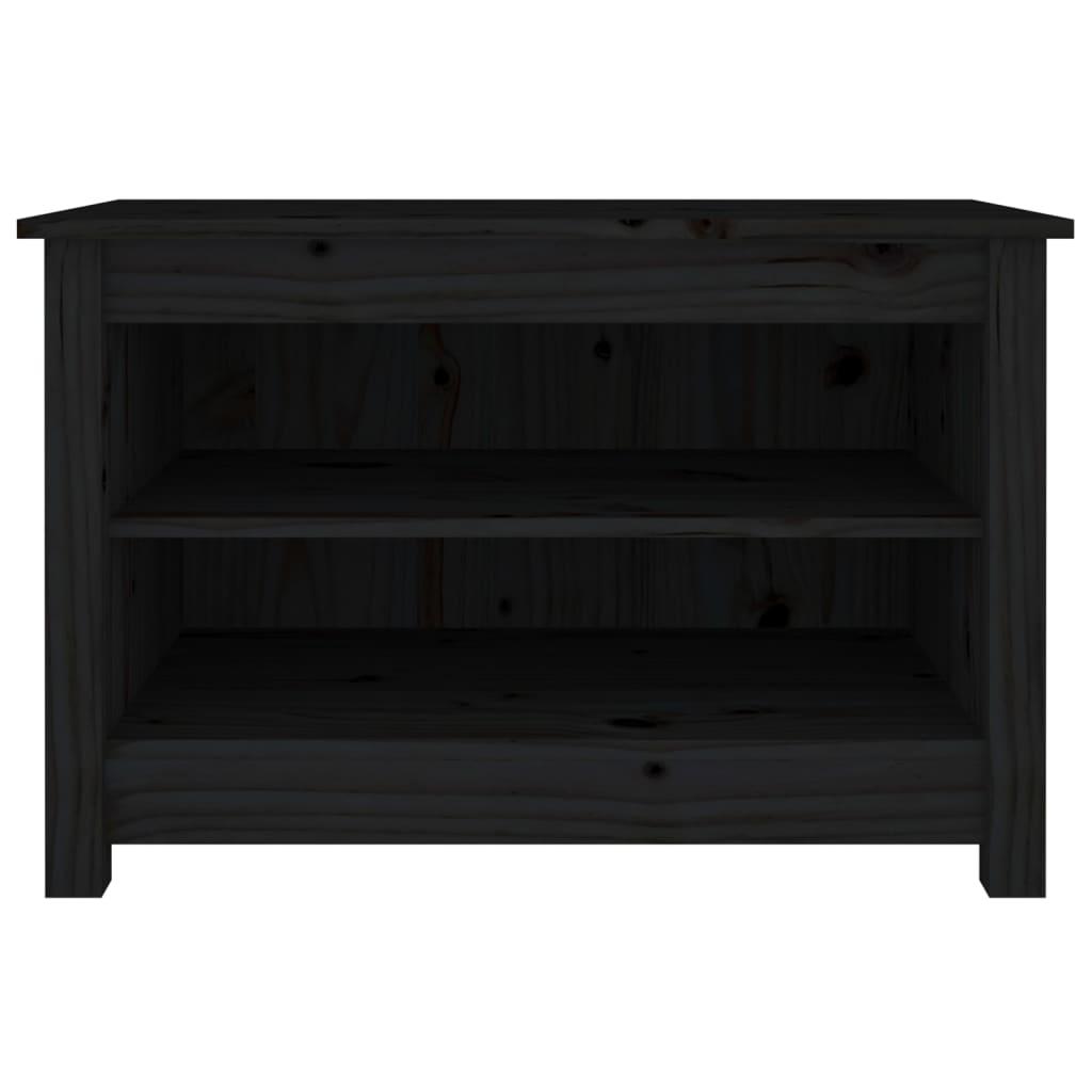 Shoe Bench Black 70x38x45.5 cm Solid Wood Pine