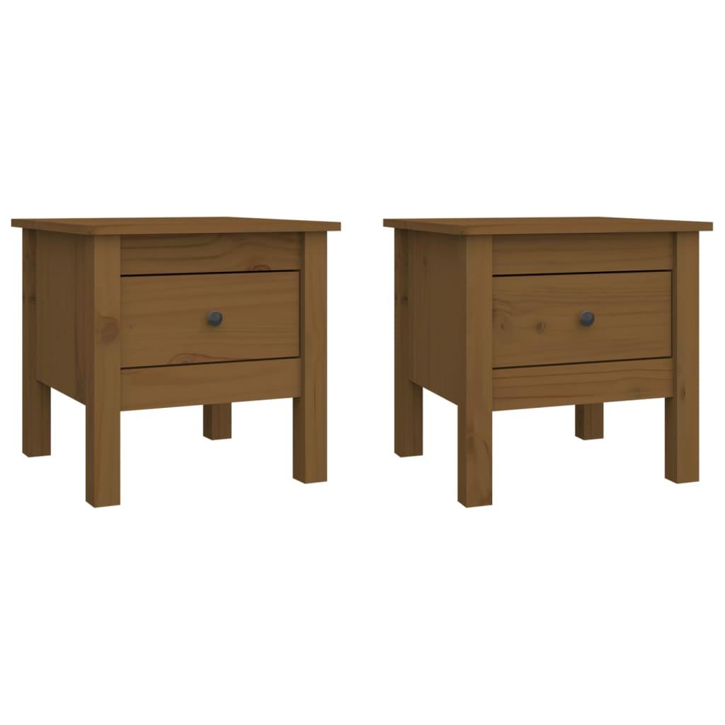 Side Tables 2 pcs Honey Brown 40x40x39 cm Solid Wood Pine