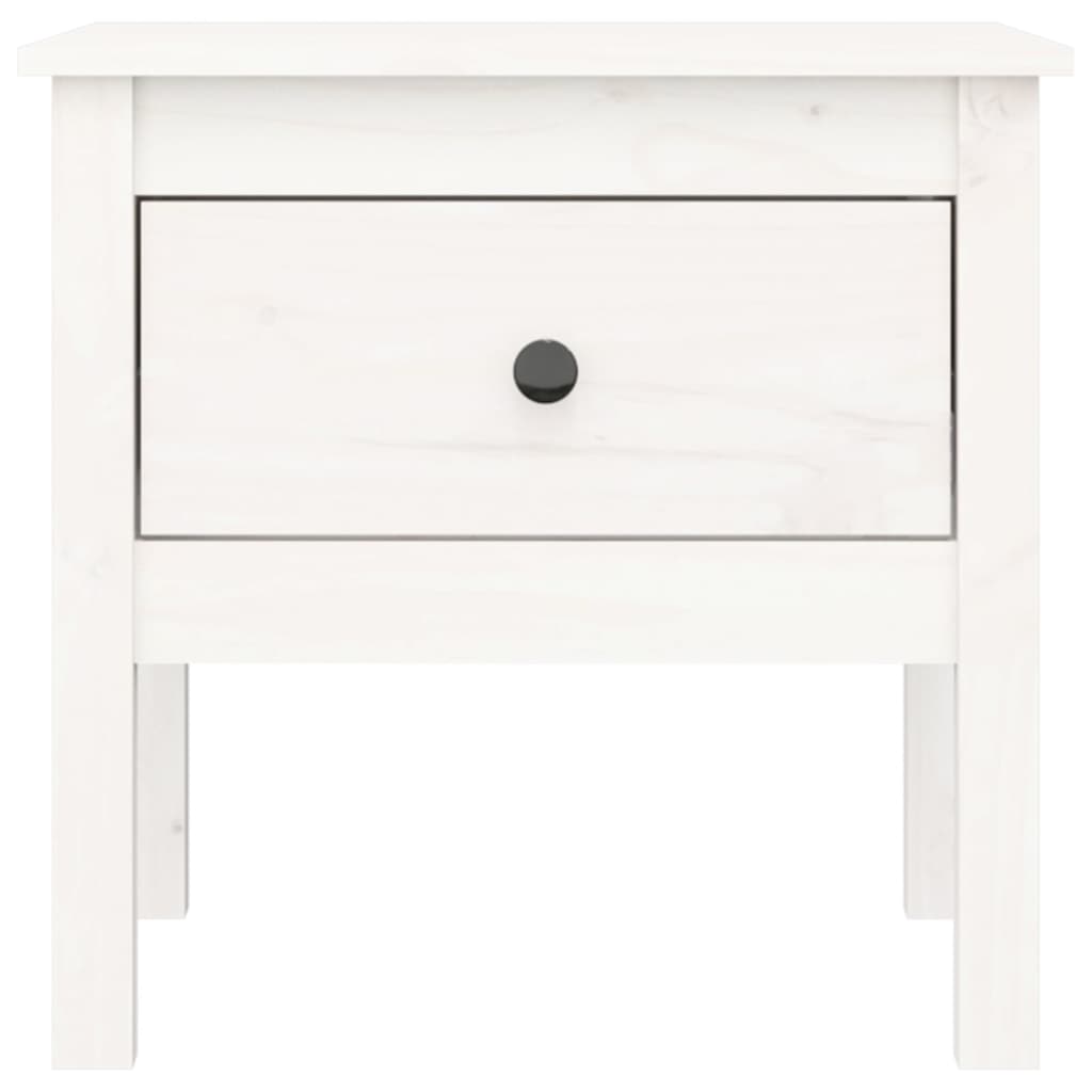 Side Table White 50x50x49 cm Solid Wood Pine