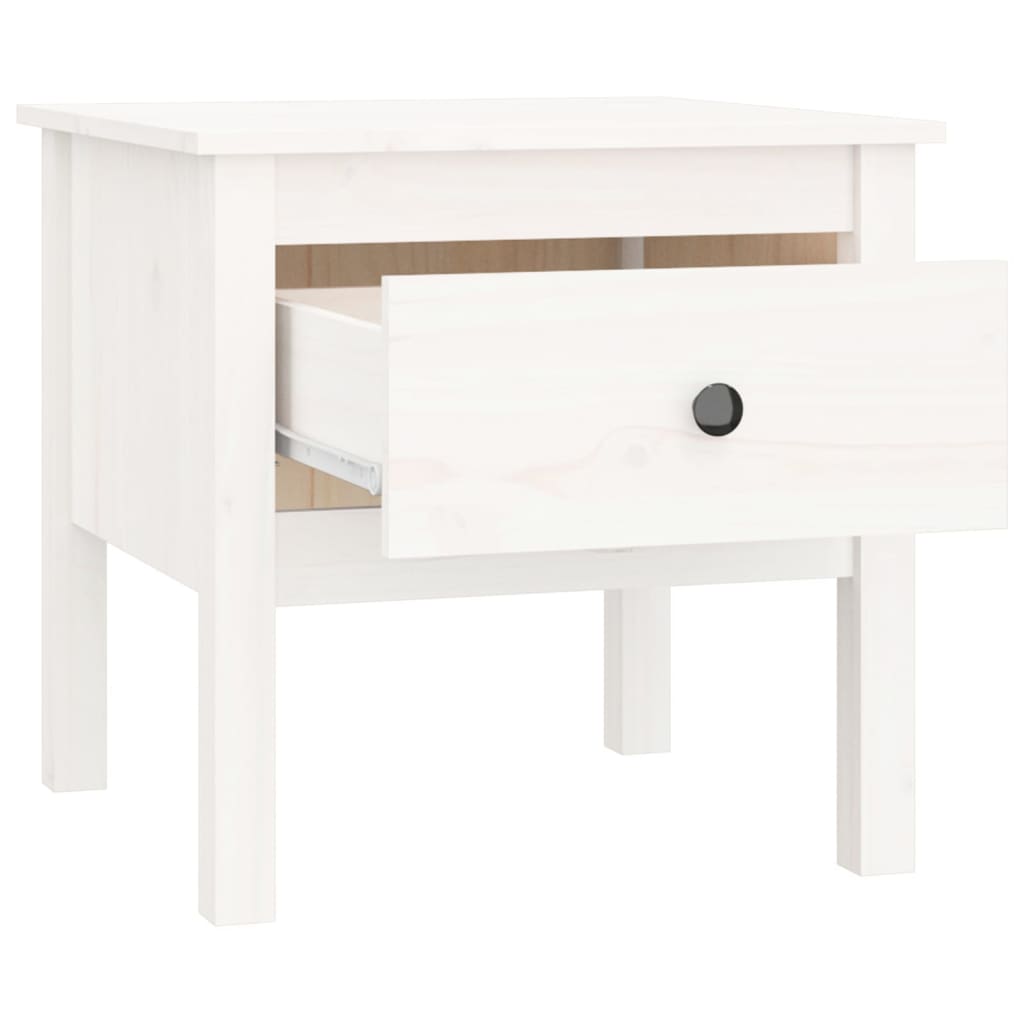 Side Table White 50x50x49 cm Solid Wood Pine
