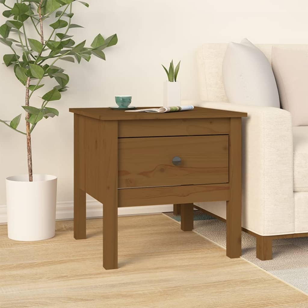 Side Table Honey Brown 50x50x49 cm Solid Wood Pine
