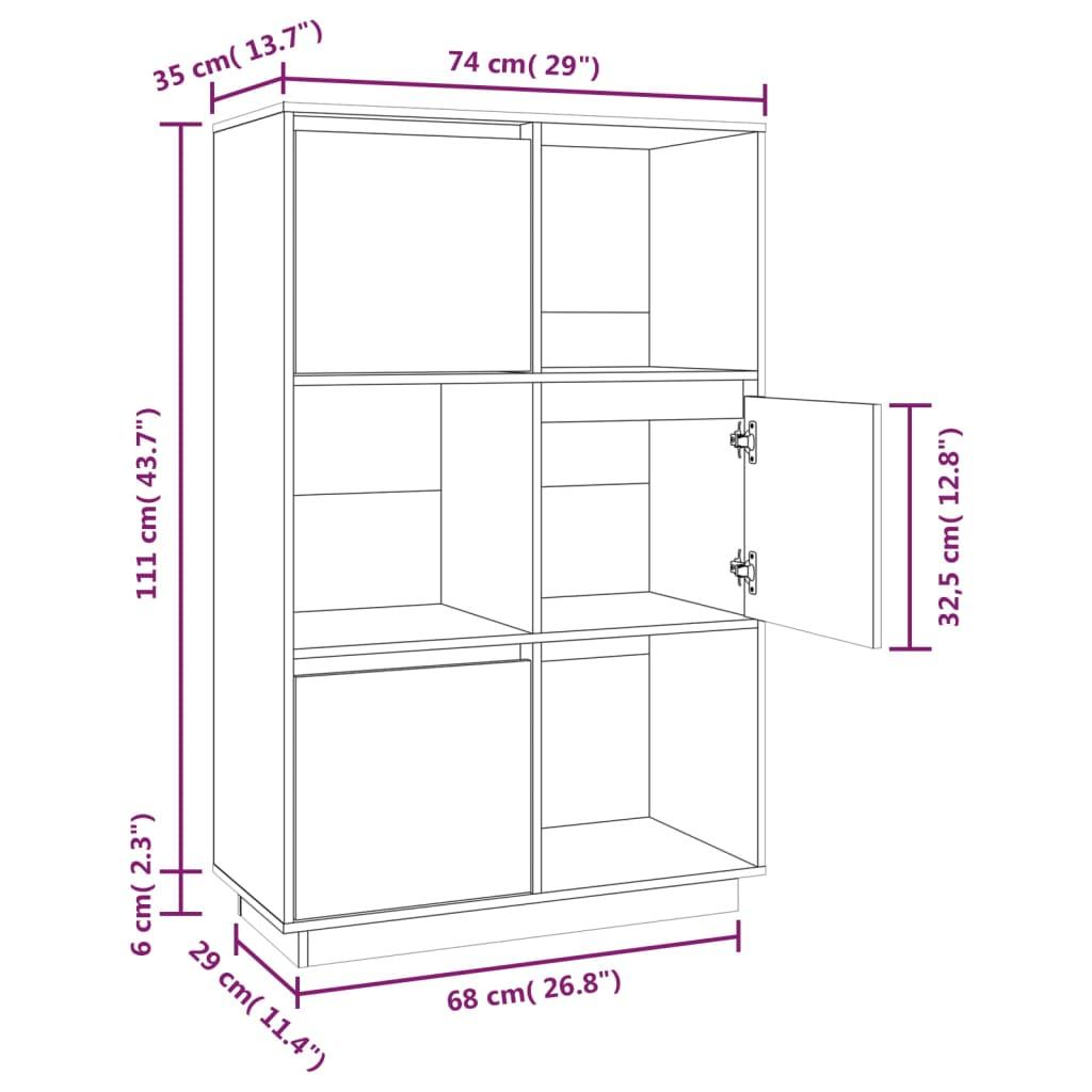 Highboard 74x35x117 cm Solid Wood Pine