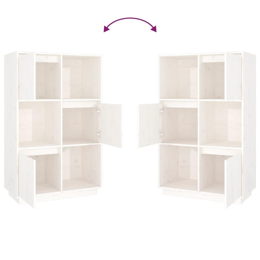 Highboard White 74x35x117 cm Solid Wood Pine