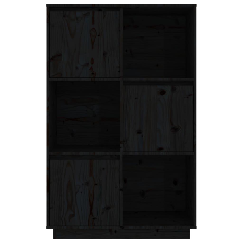 Highboard Black 74x35x117 cm Solid Wood Pine