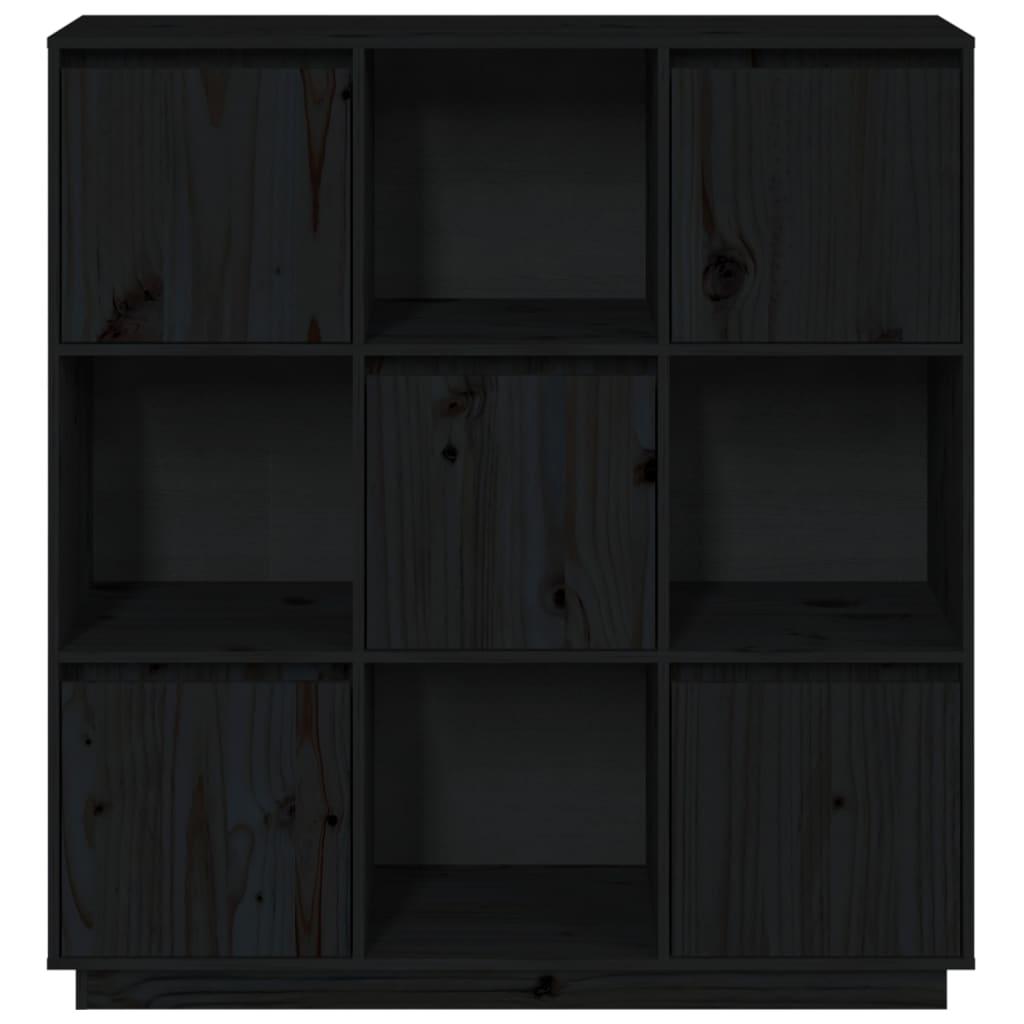 Highboard Black 110.5x35x117 cm Solid Wood Pine