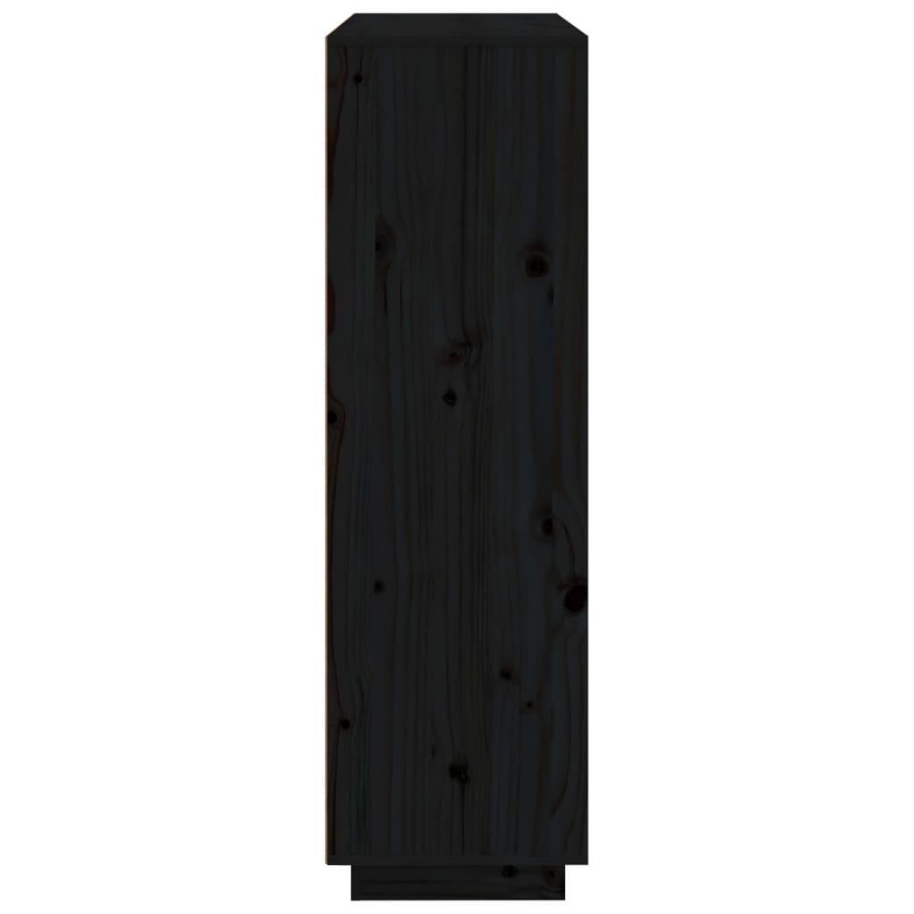 Highboard Black 110.5x35x117 cm Solid Wood Pine