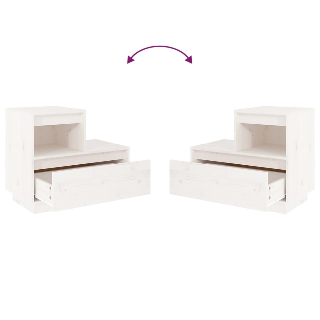Bedside Cabinets 2 pcs White 60x34x51 cm Solid Wood Pine