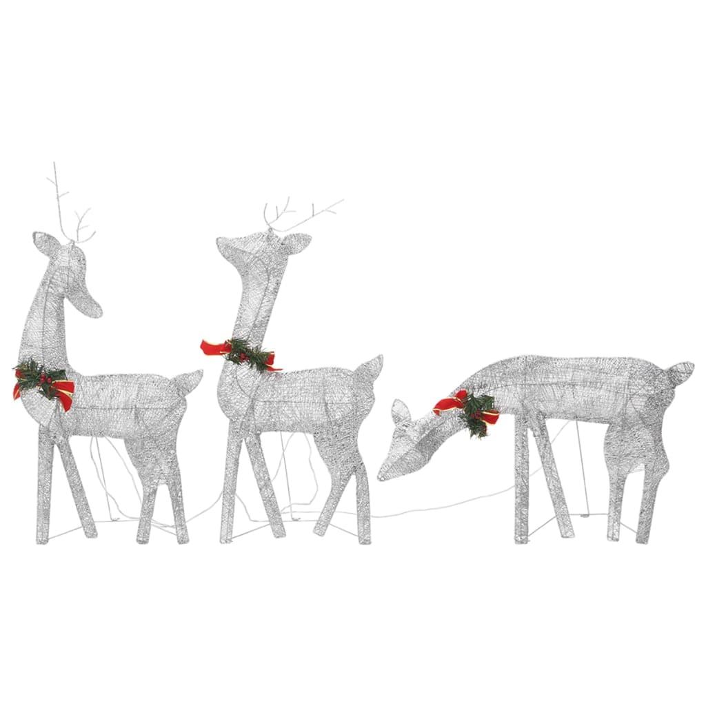 Christmas Reindeer Family 270x7x90 cm Silver Cold White Mesh