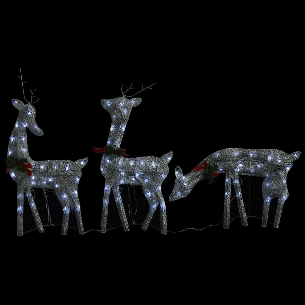 Christmas Reindeer Family 270x7x90 cm Silver Cold White Mesh