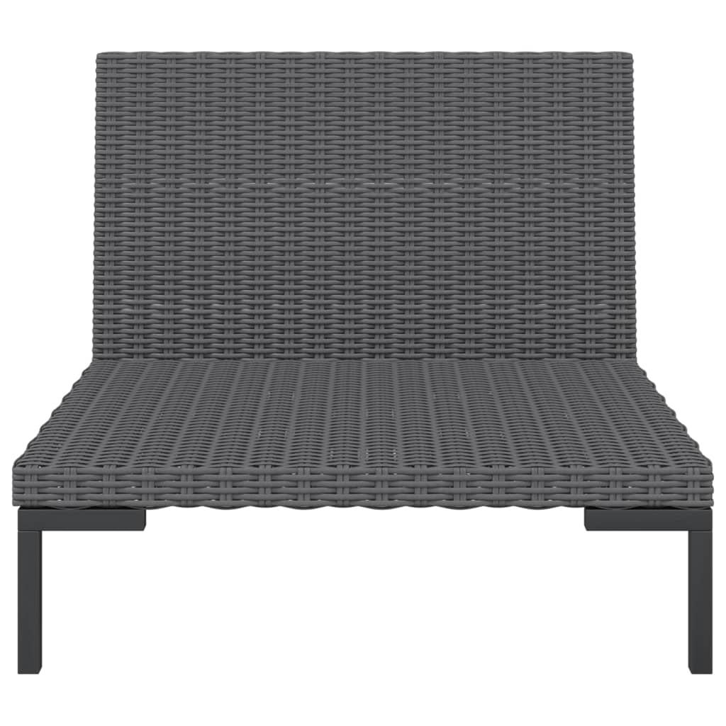7 Piece Garden Lounge Set with Cushions Poly Rattan Dark Grey