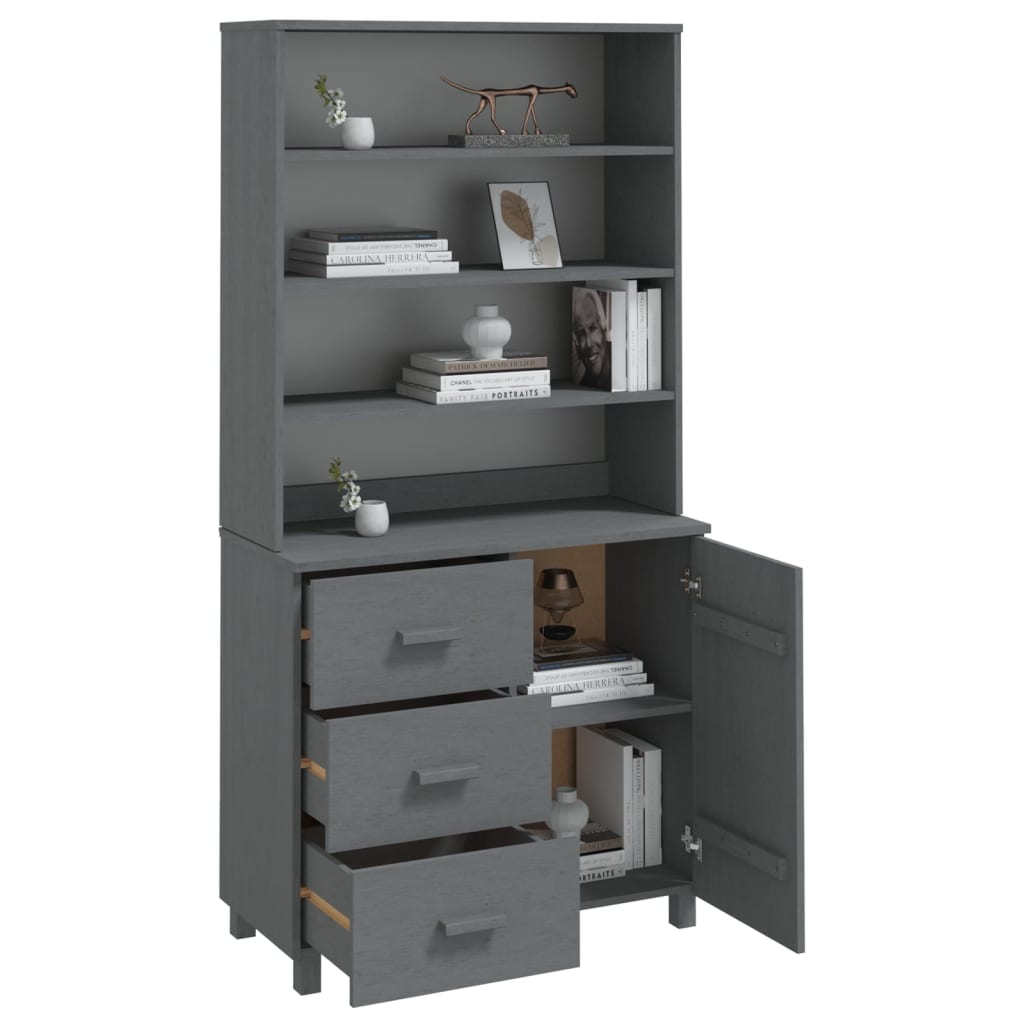 Highboard Solid Wood Pine Dark Grey