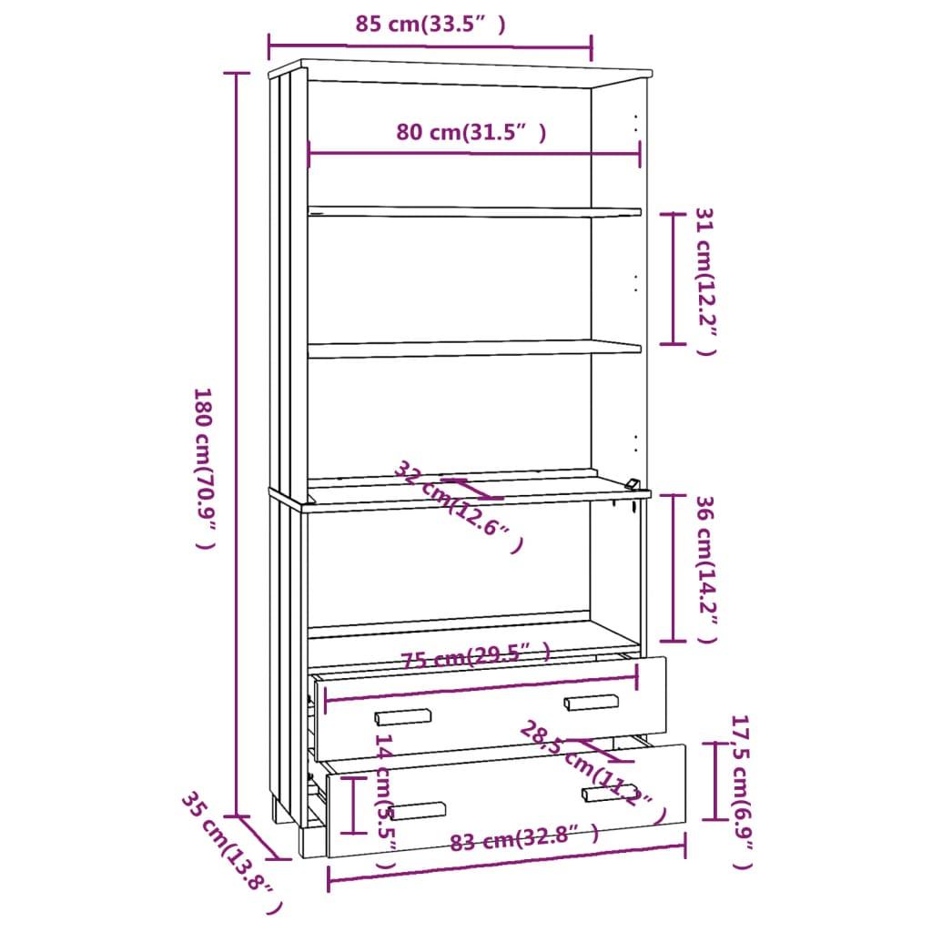 Highboard Solid Wood Pine Light Grey