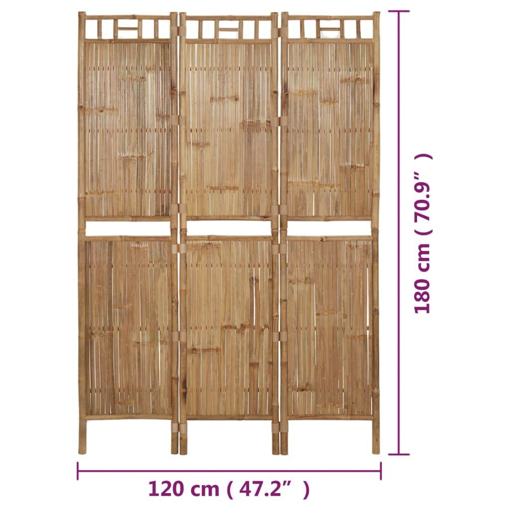 3-Panel Room Divider Bamboo 120x180 cm