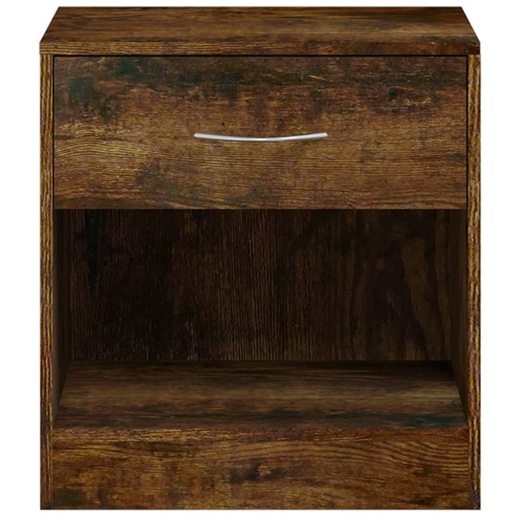 Bedside Cabinets 2 pcs with Drawer Smoked Oak