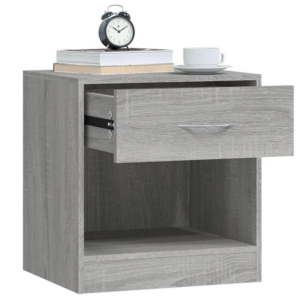 Bedside Cabinets 2 pcs with Drawer Grey Sonoma