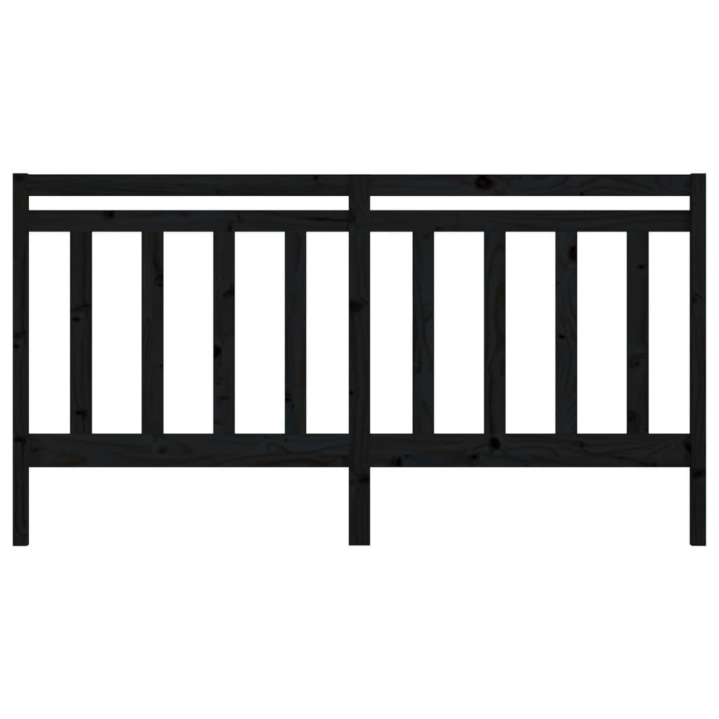 Bed Headboard Black 186x4x100 cm Solid Wood Pine
