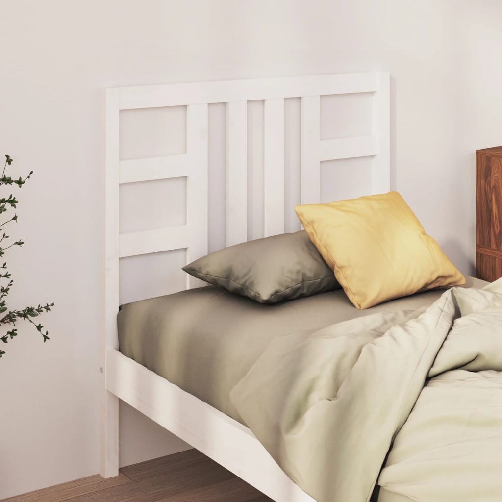 Bed Headboard White 96x4x100 cm Solid Wood Pine