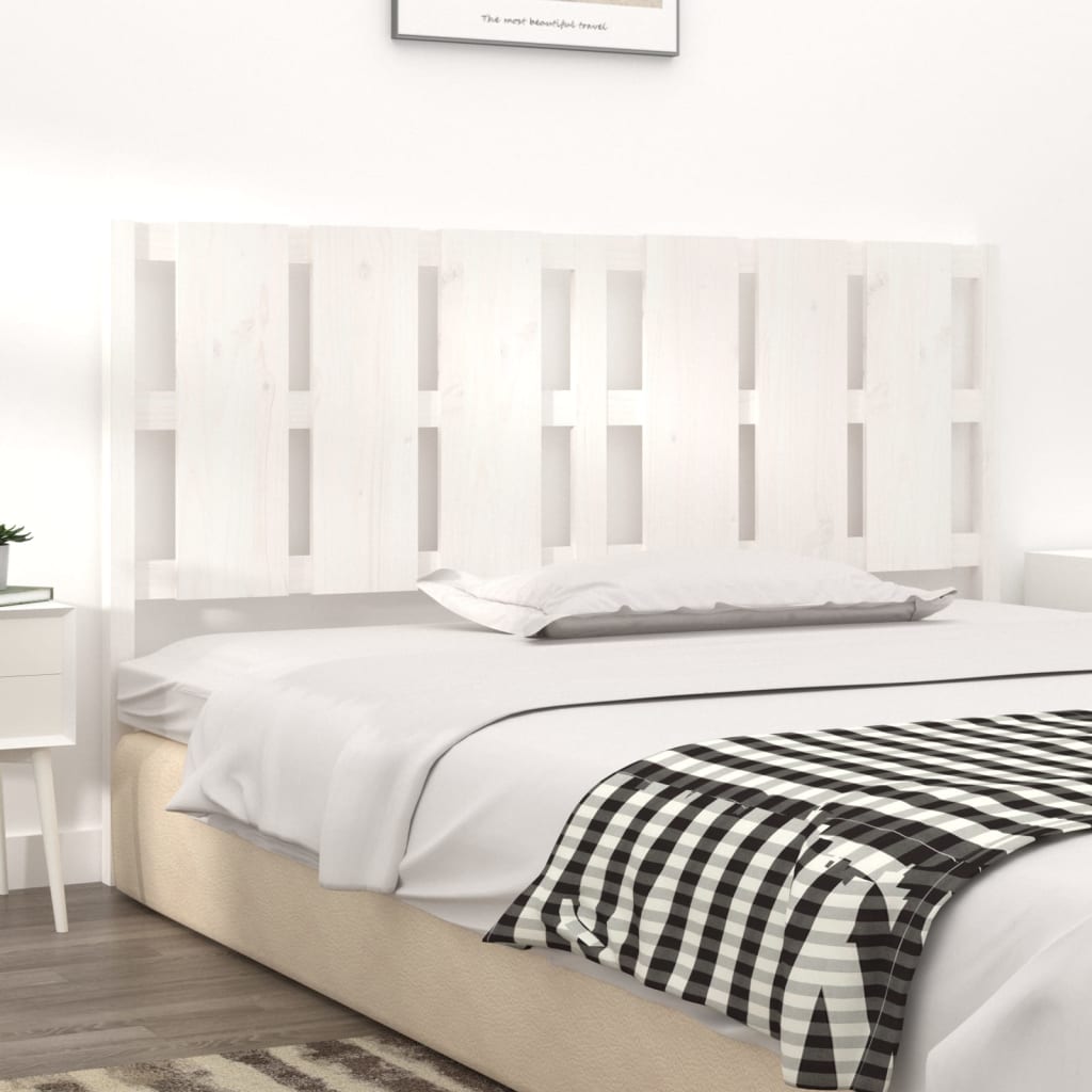 Bed Headboard White 185.5x4x100 cm Solid Wood Pine